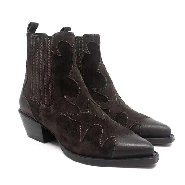 A34741 Chocolate | Western ankle boot