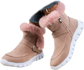 Ankle Boots For Women Comfy Winter Snow Boots Slip on Fur Lined Cold Weather Warm Comfortable Outdoor Loafers Shoes