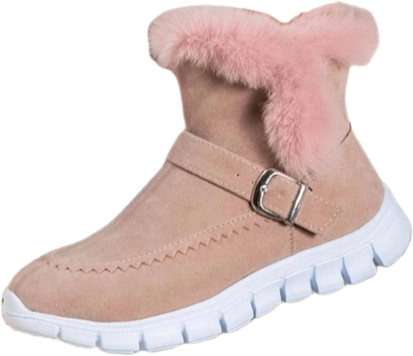 Ankle Boots For Women Comfy Winter Snow Boots Slip on Fur Lined Cold Weather Warm Comfortable Outdoor Loafers Shoes
