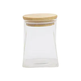 Aqua Glass Canister 910ml A Lin with Airtight Bamboo Lid 27596