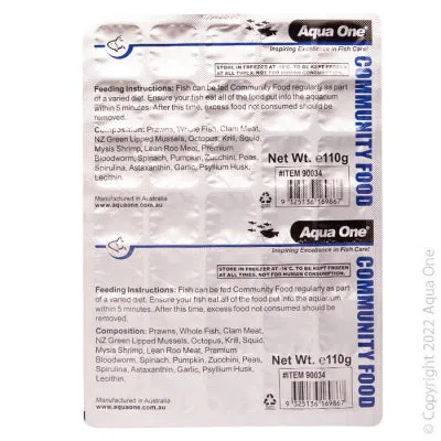 Aqua One Frozen Community Food 110g Punch Out Pack^^^