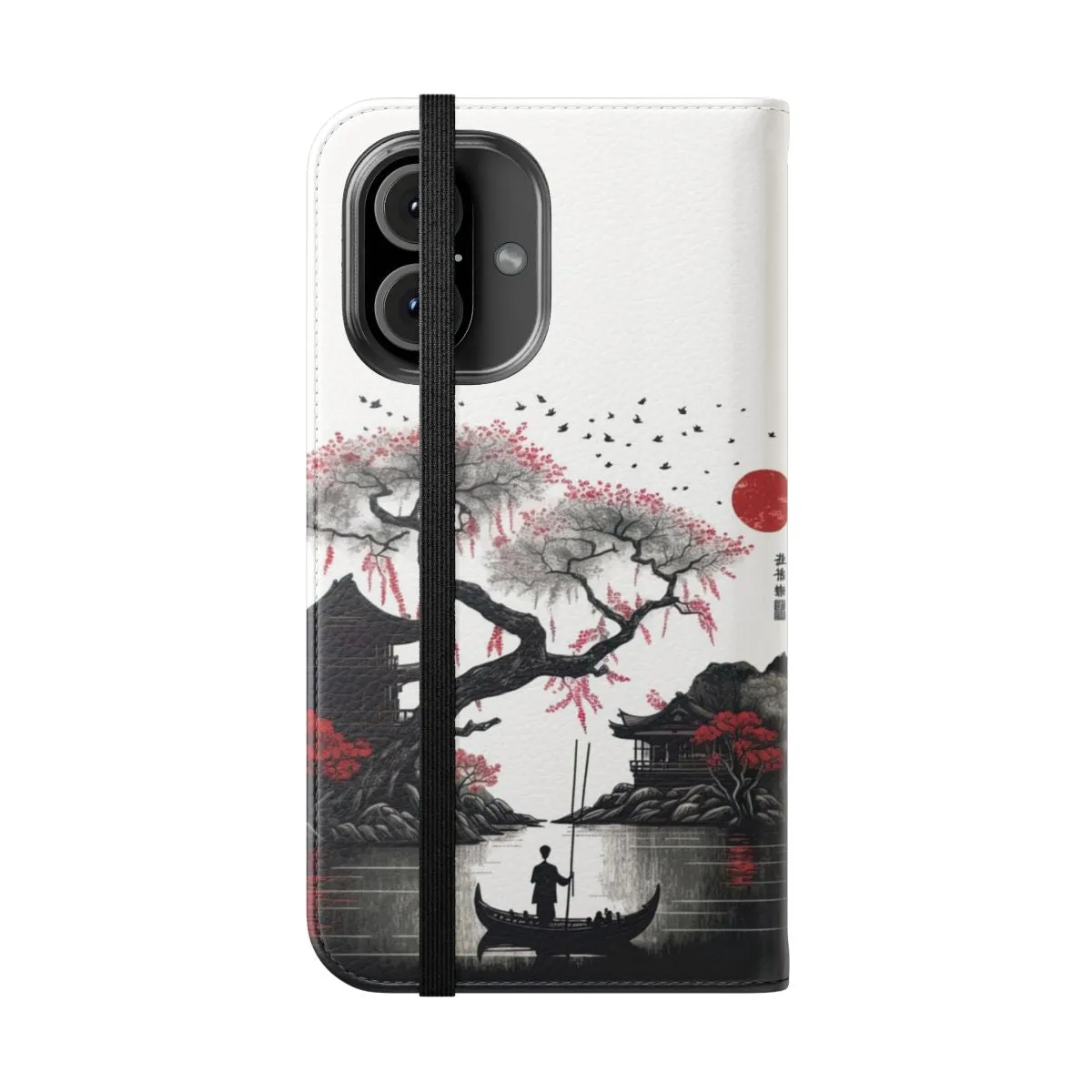 Artful Japanese-Inspired Flip Phone Case - Retro Design