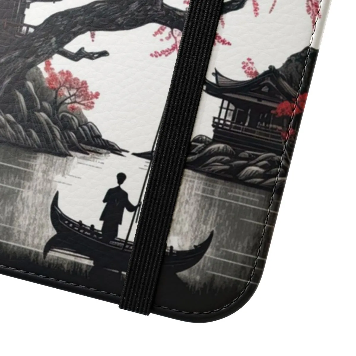 Artful Japanese-Inspired Flip Phone Case - Retro Design