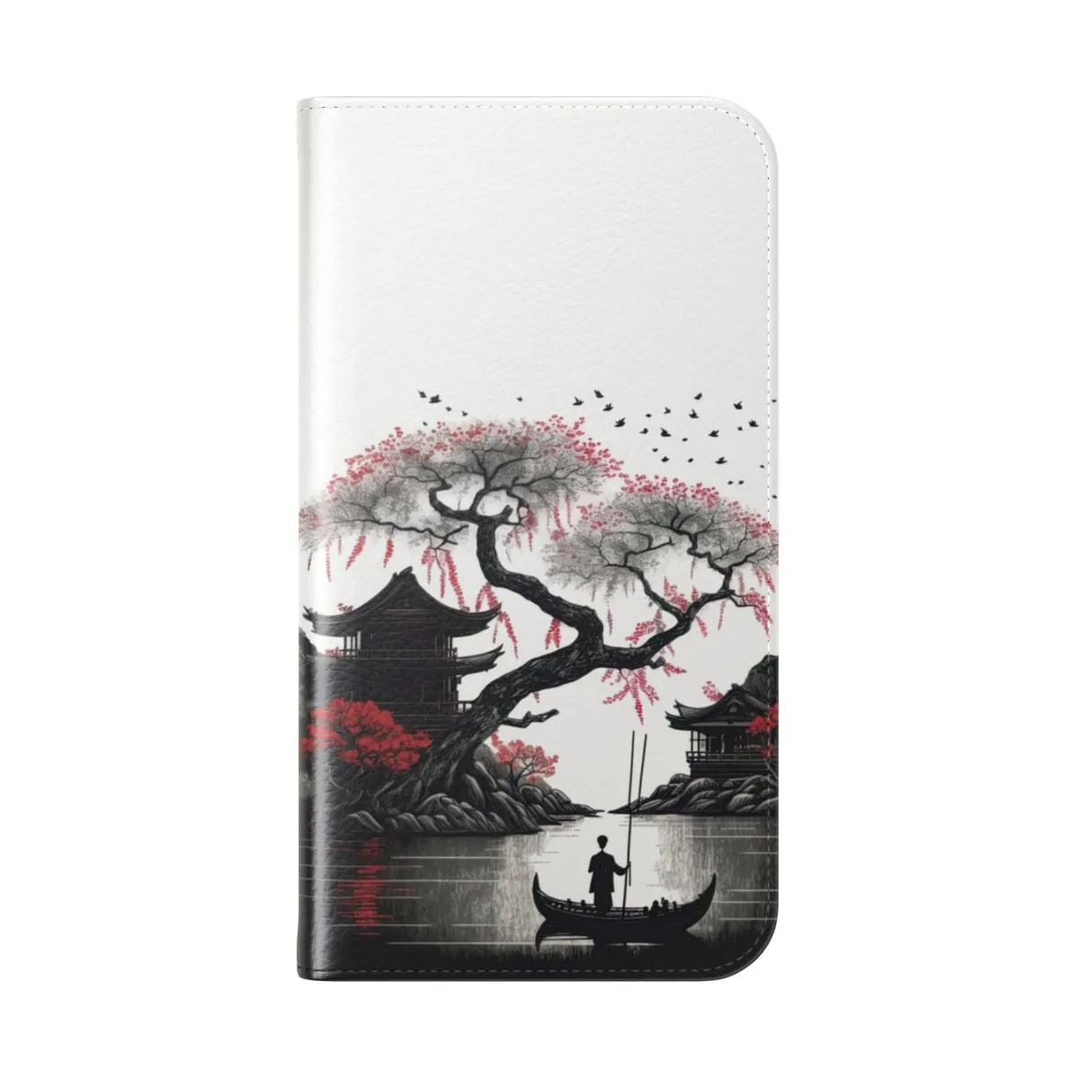 Artful Japanese-Inspired Flip Phone Case - Retro Design