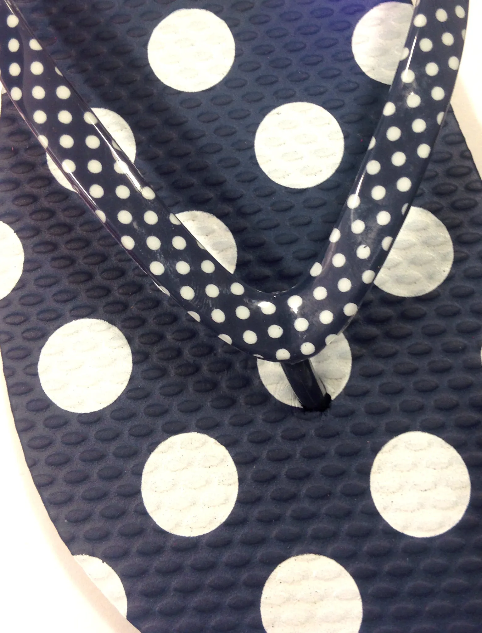 Bethany Polkadot Print Flip Flops in Navy