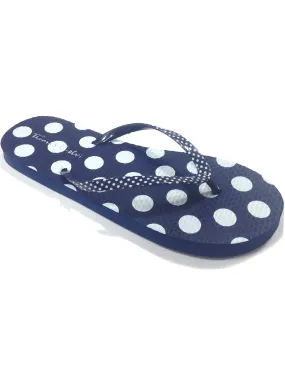 Bethany Polkadot Print Flip Flops in Navy