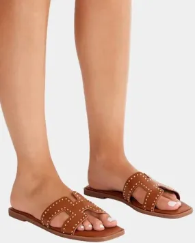 Billini Gordy Sandals - Tan/Gold Studs