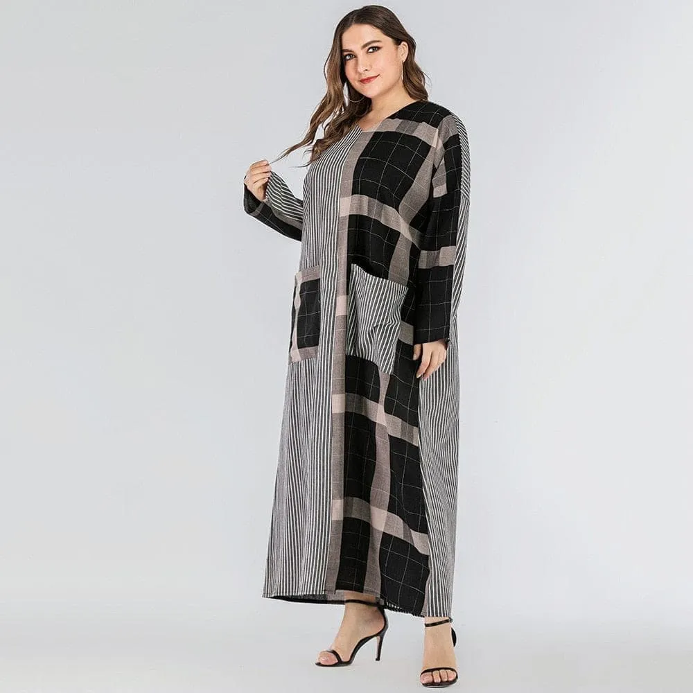 Black and White Plaid Dress with Pockets | Nirvana