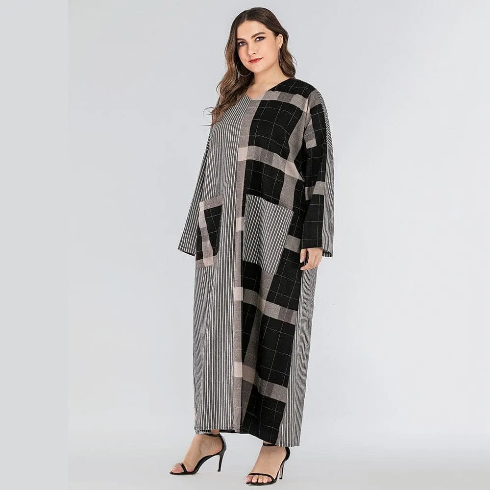 Black and White Plaid Dress with Pockets | Nirvana