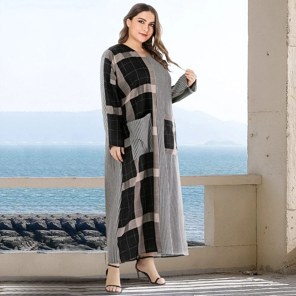 Black and White Plaid Dress with Pockets | Nirvana