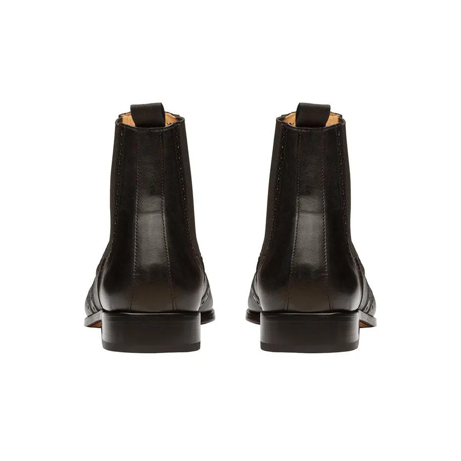 Black Wingtip Detail Chelsea Boots