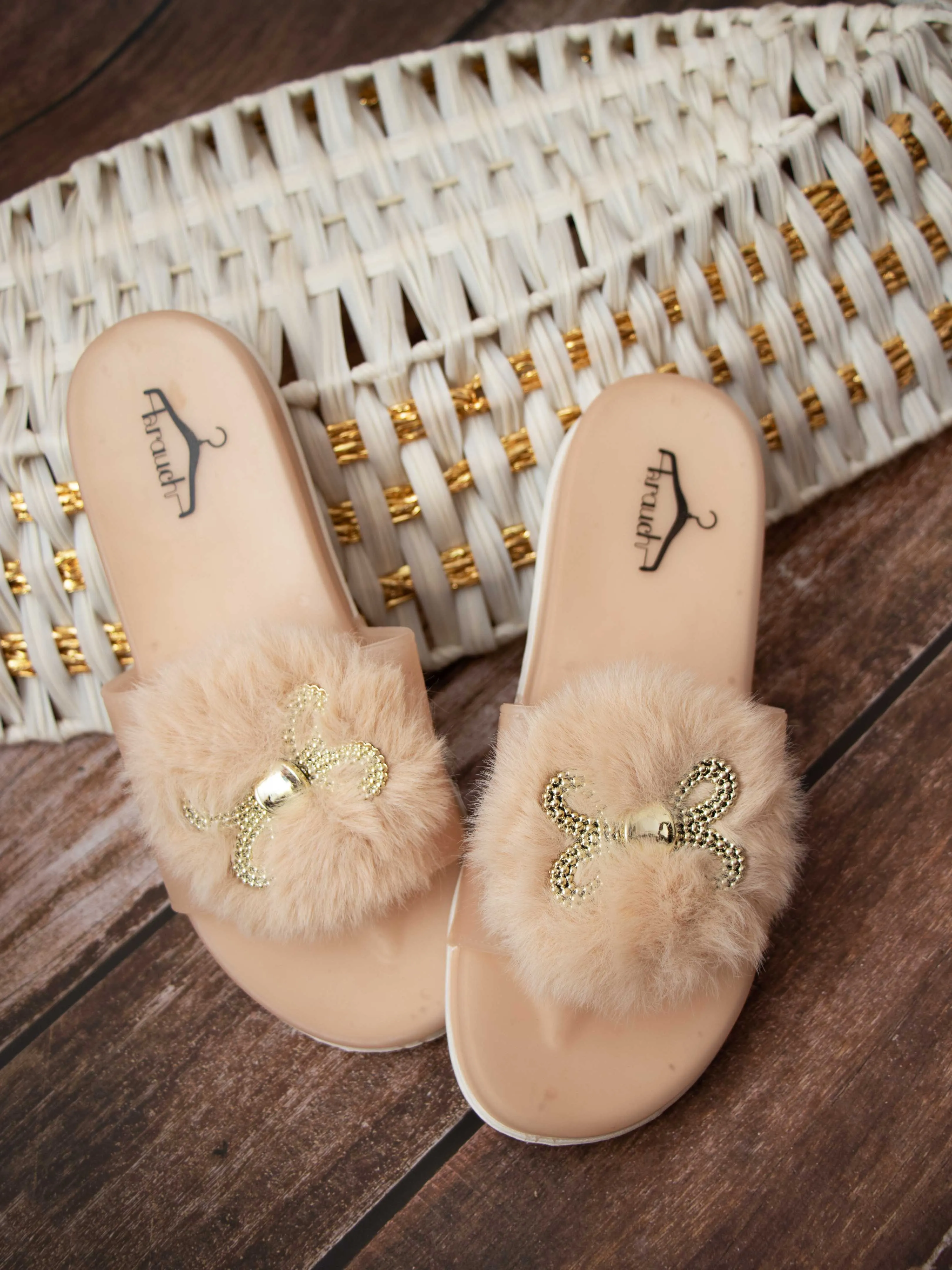 Brauch Women's Beige Butterfly Slides