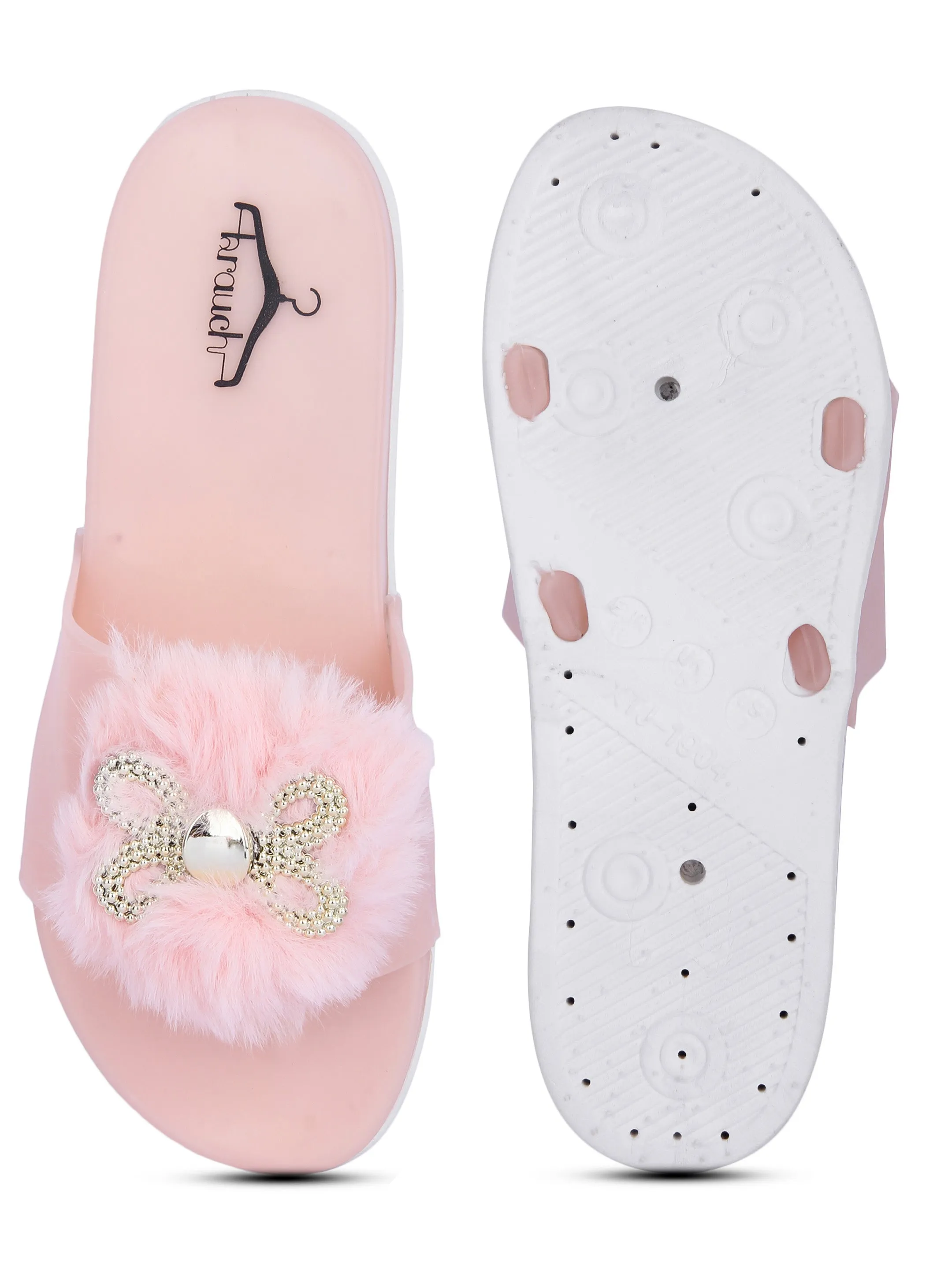 Brauch Women's Pink Butterfly Slides