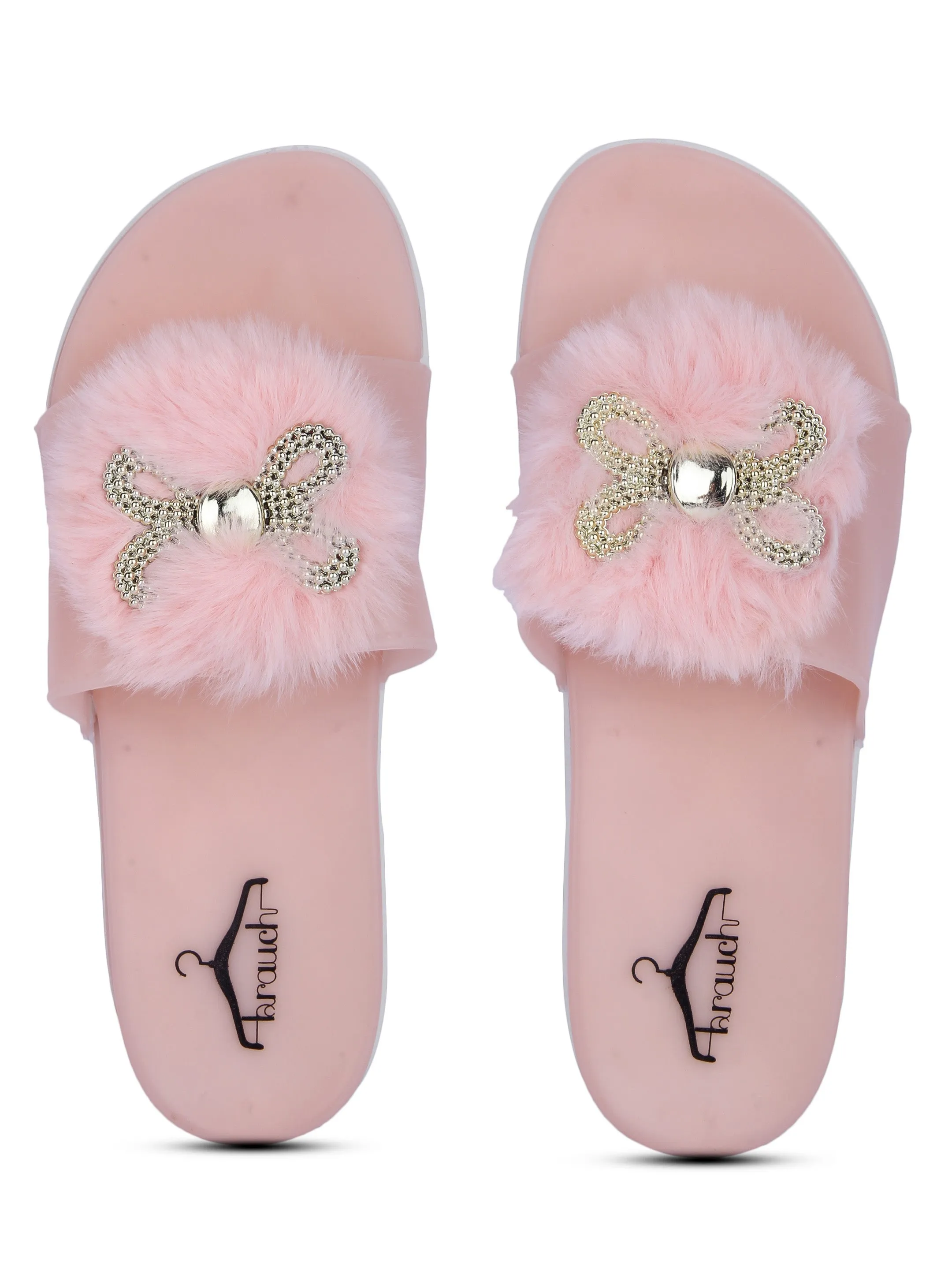Brauch Women's Pink Butterfly Slides