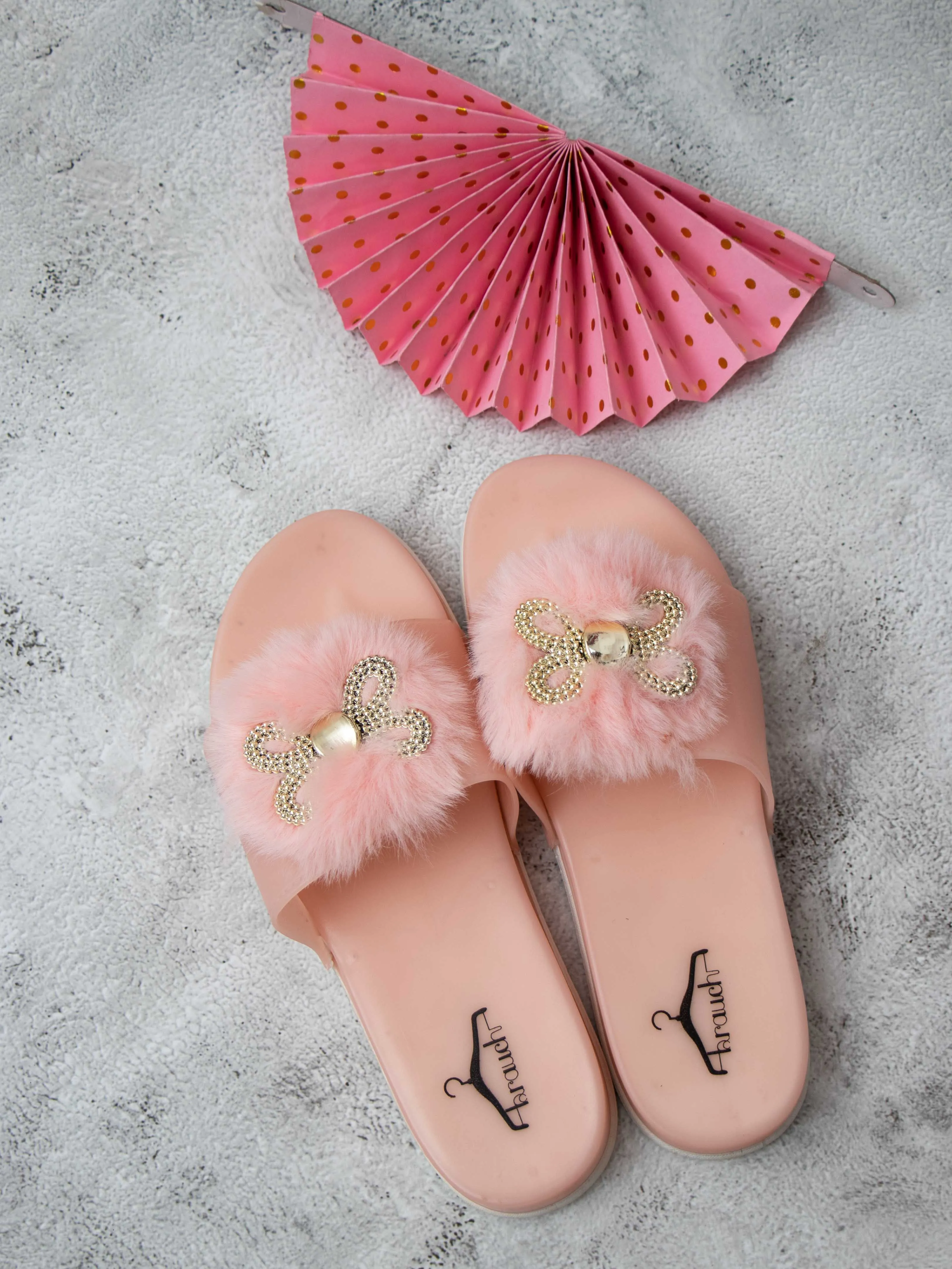 Brauch Women's Pink Butterfly Slides