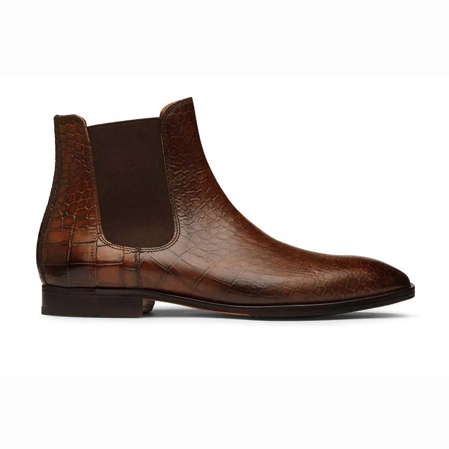 Brown Croco Chelsea Boots