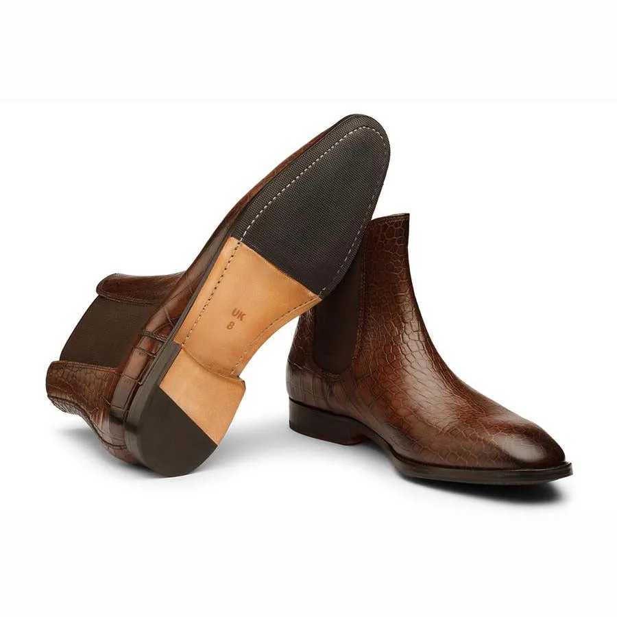 Brown Croco Chelsea Boots