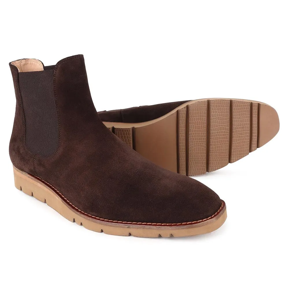 Brown Suede Chelsea Boots with Honey Extralight Sole