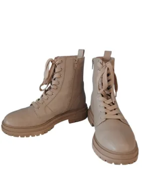 Chelsea & Violet Natural Lace-up Boots, Size US 9.5