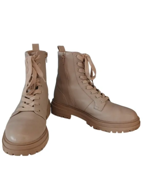 Chelsea & Violet Natural Lace-up Boots, Size US 9.5