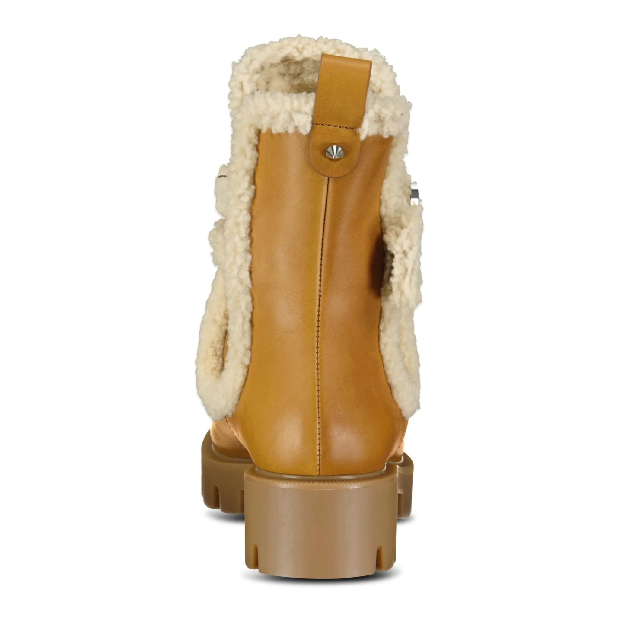 Chelsea Shearling-Trimmed Leather Ankle Boots Terra/Lin Beige
