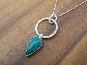 Chrysocolla Teardrop on Hammered Ring