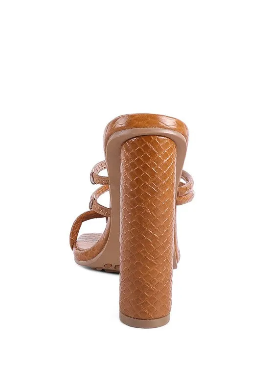 Croc Print High Heel Slide In Sandals