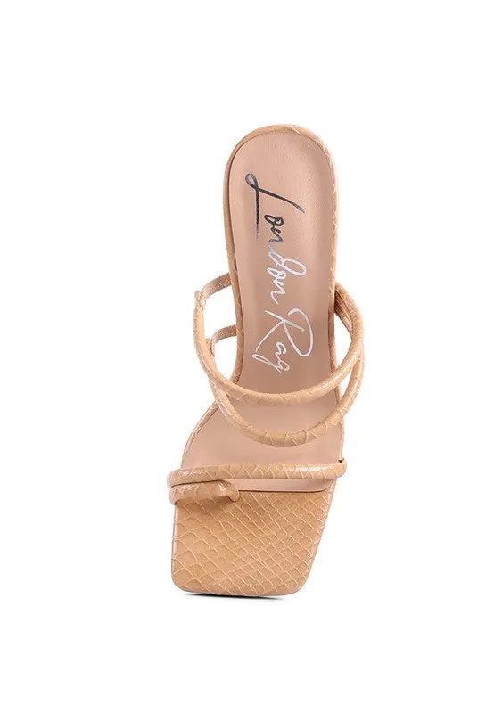 Croc Print High Heel Slide In Sandals