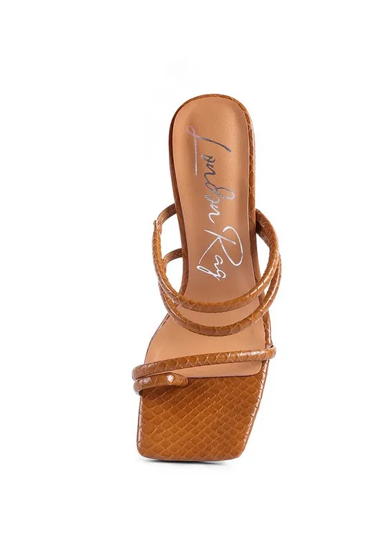 Croc Print High Heel Slide In Sandals