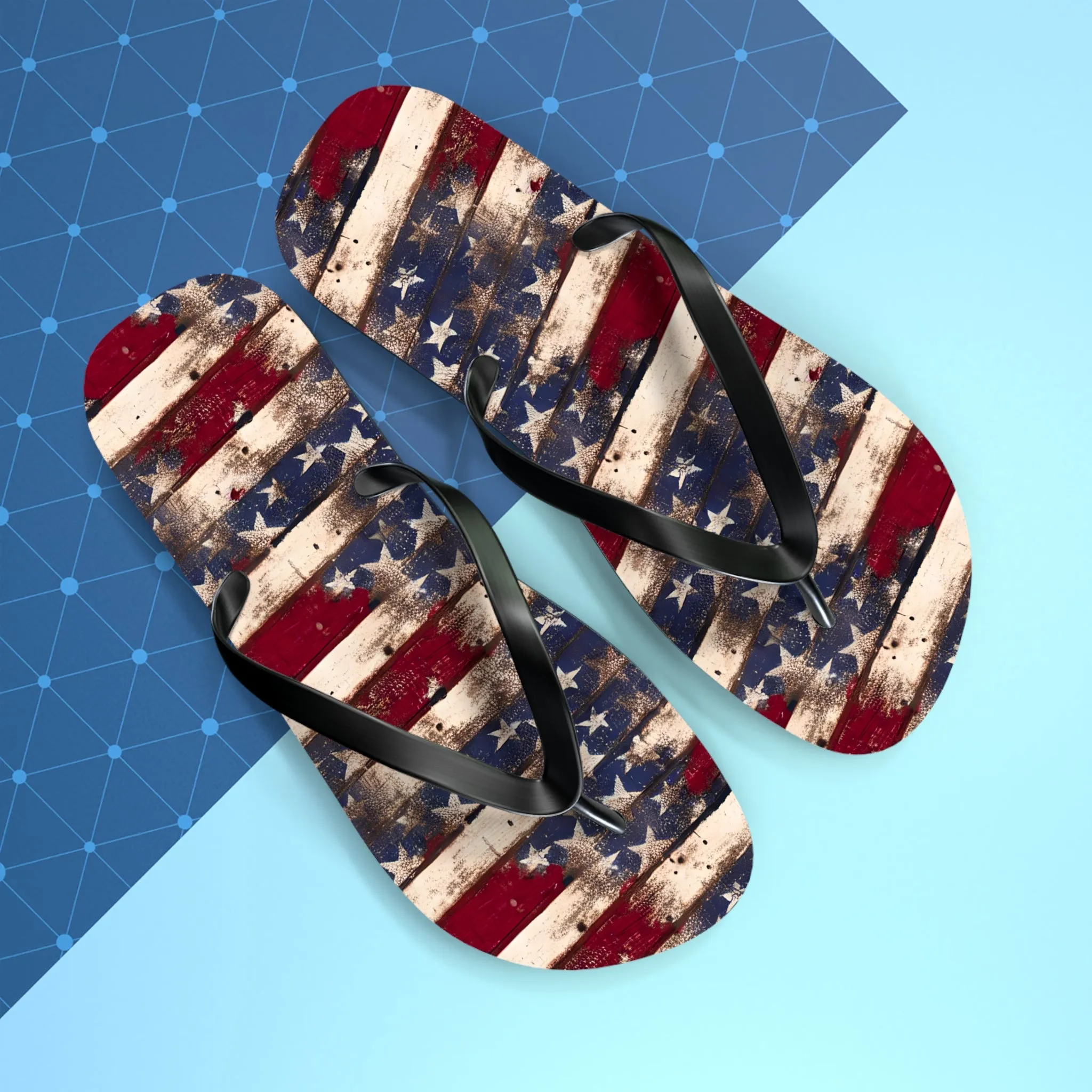 Distressed Retro Flag Flip Flops