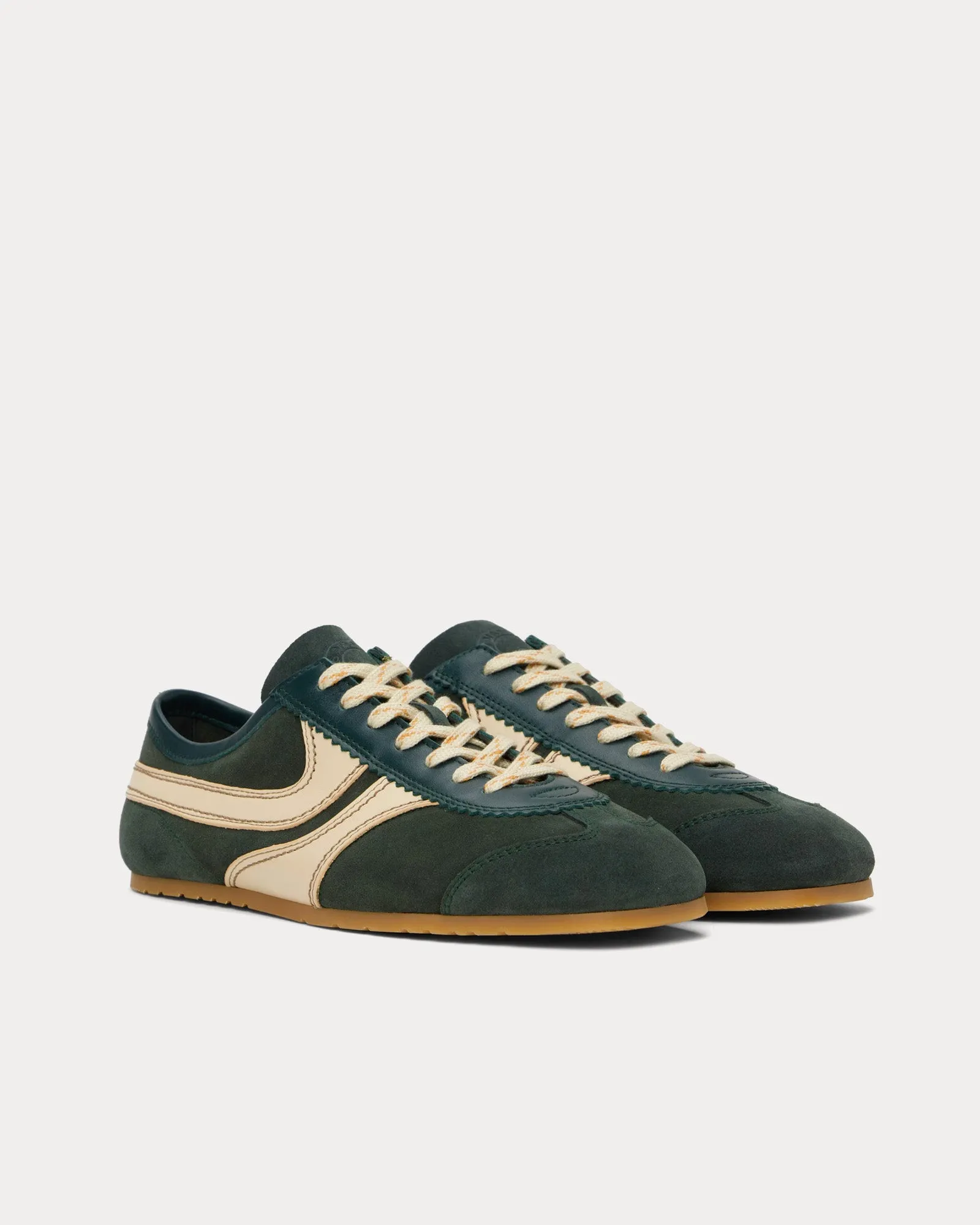 Dustin Suede Leather Bottle Green Low Top Sneakers