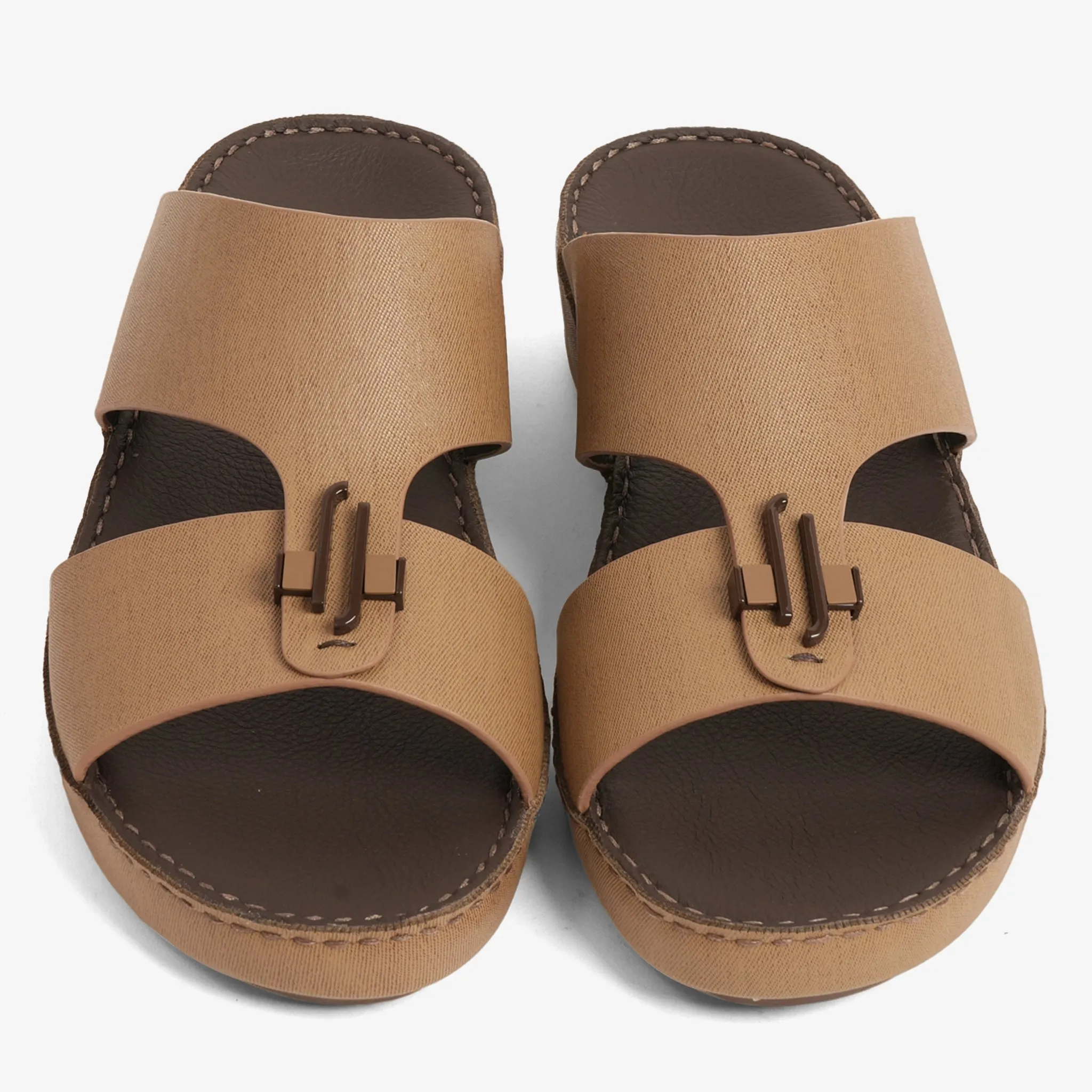 FARADA MENS UNIQUE TEXTURED ACCENT SANDALS DARK SAND