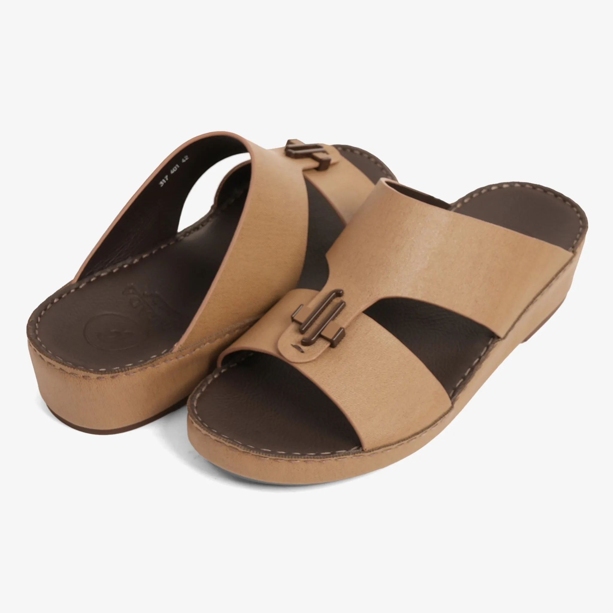 FARADA MENS UNIQUE TEXTURED ACCENT SANDALS DARK SAND
