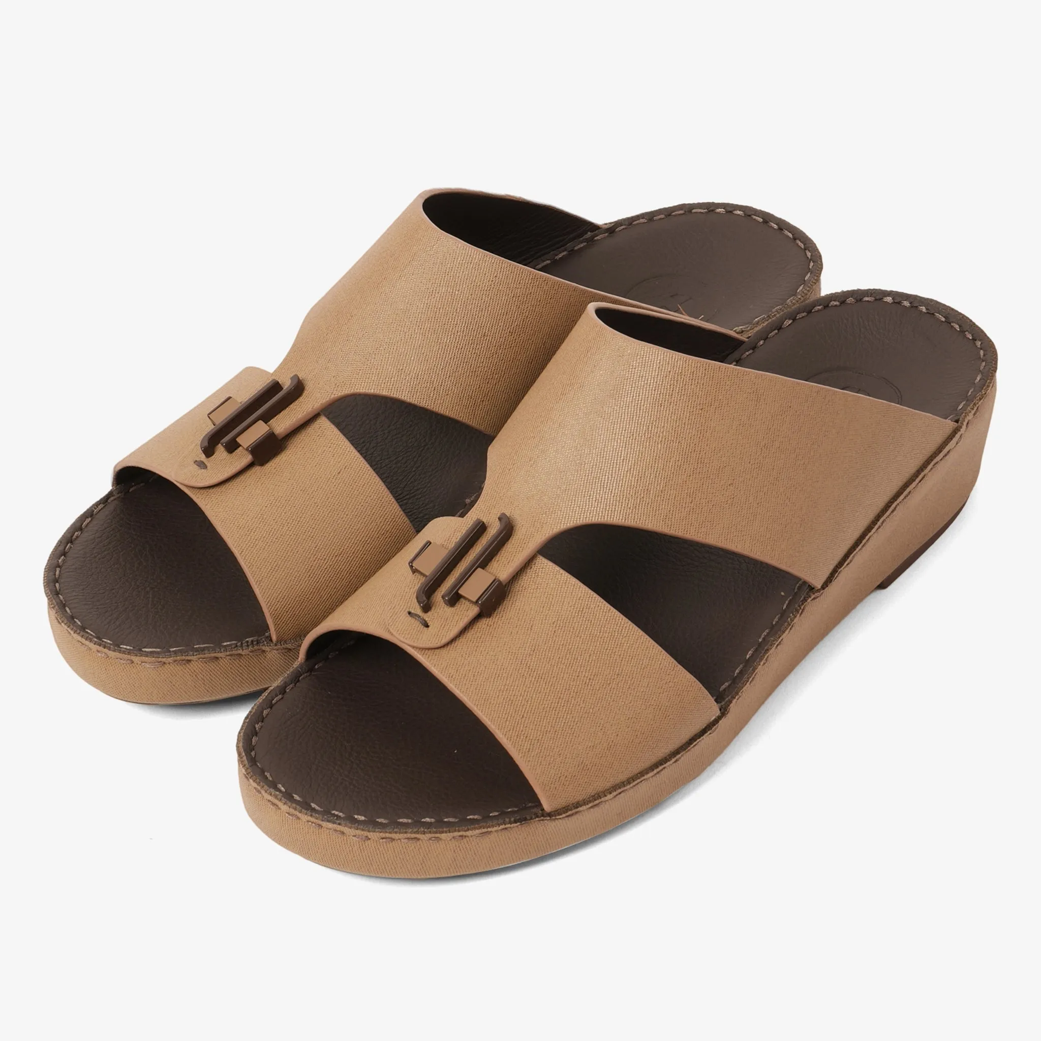 FARADA MENS UNIQUE TEXTURED ACCENT SANDALS DARK SAND