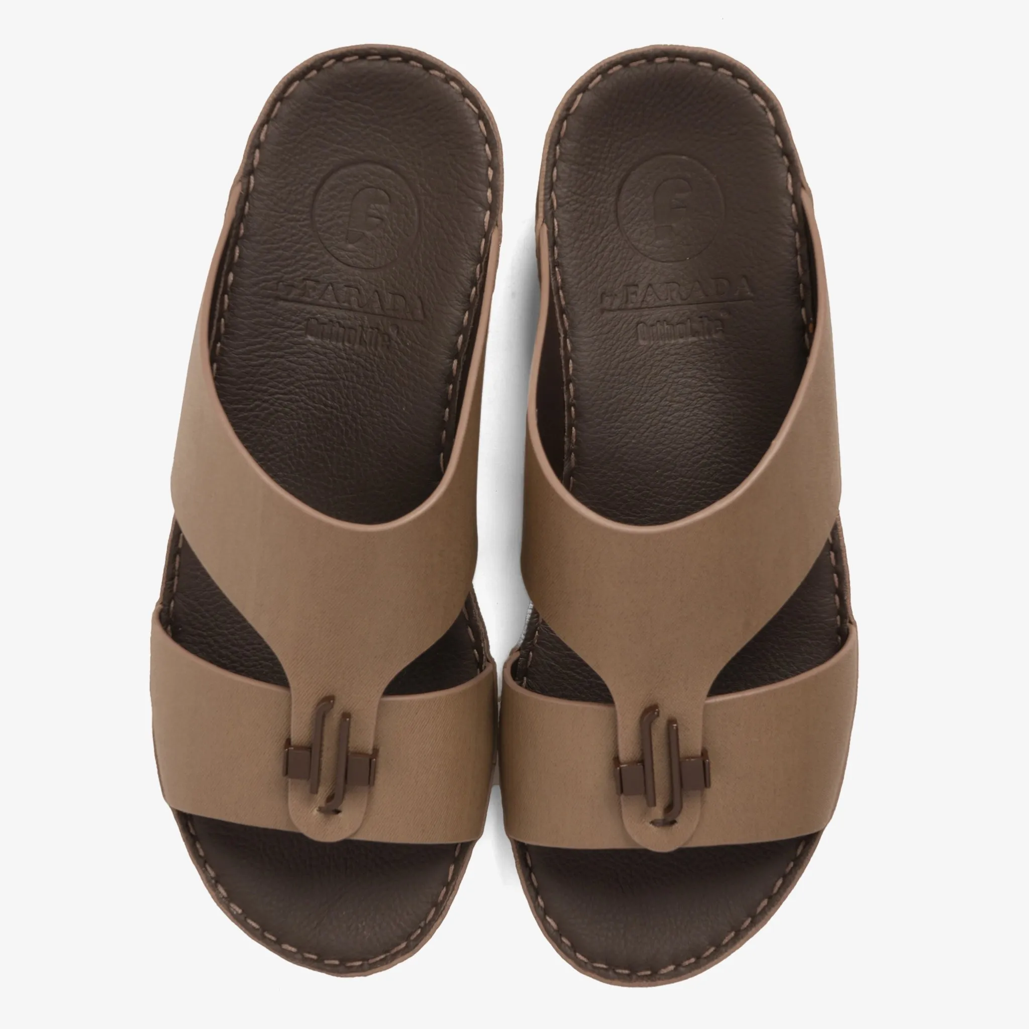 FARADA MENS UNIQUE TEXTURED ACCENT SANDALS TRUFFLE
