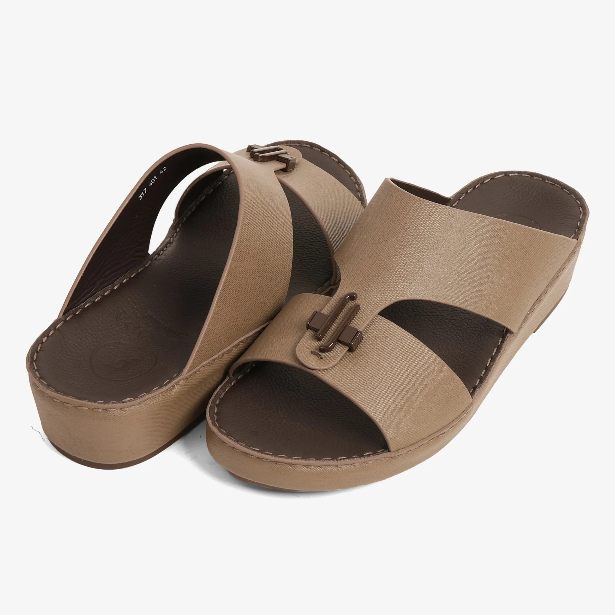 FARADA MENS UNIQUE TEXTURED ACCENT SANDALS TRUFFLE