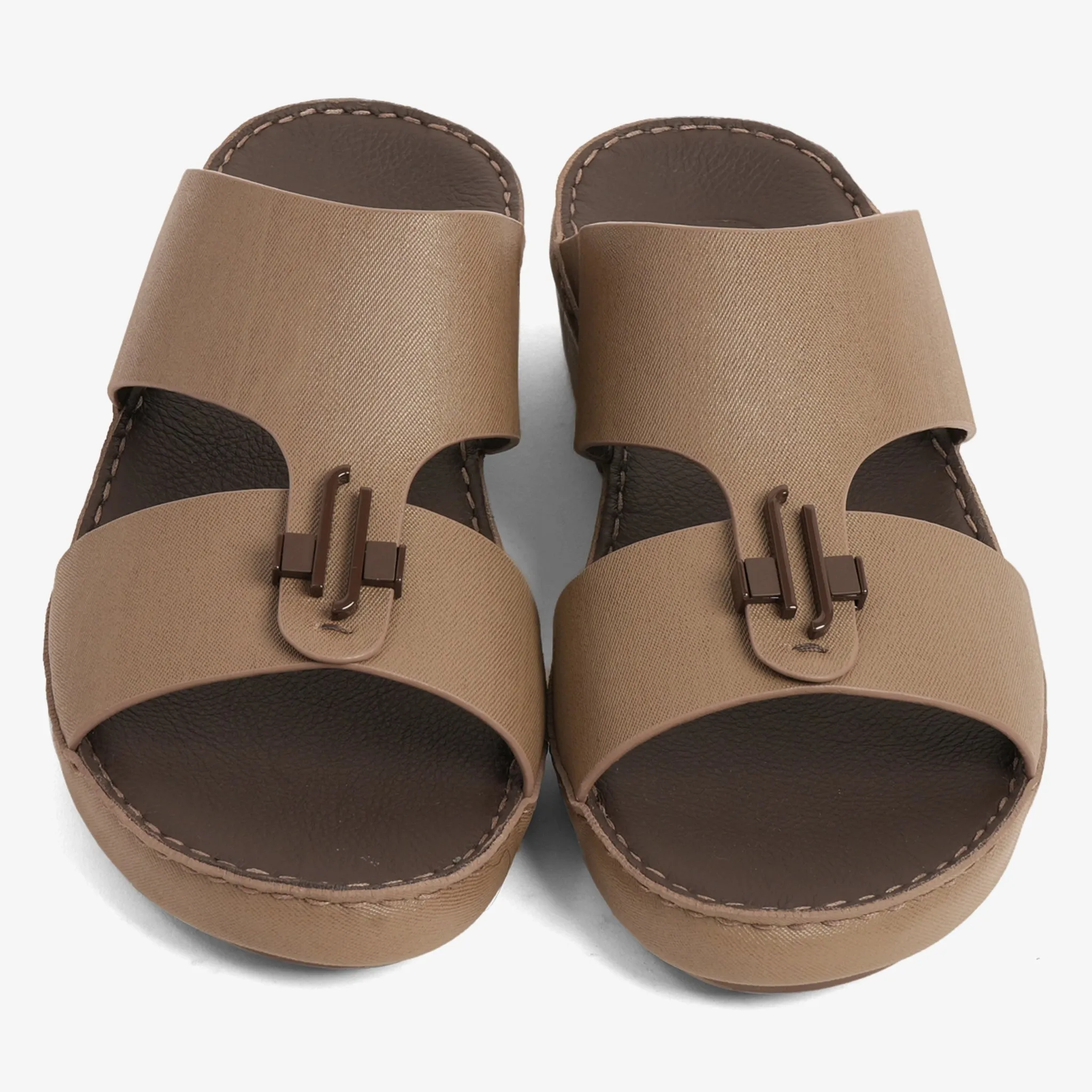 FARADA MENS UNIQUE TEXTURED ACCENT SANDALS TRUFFLE