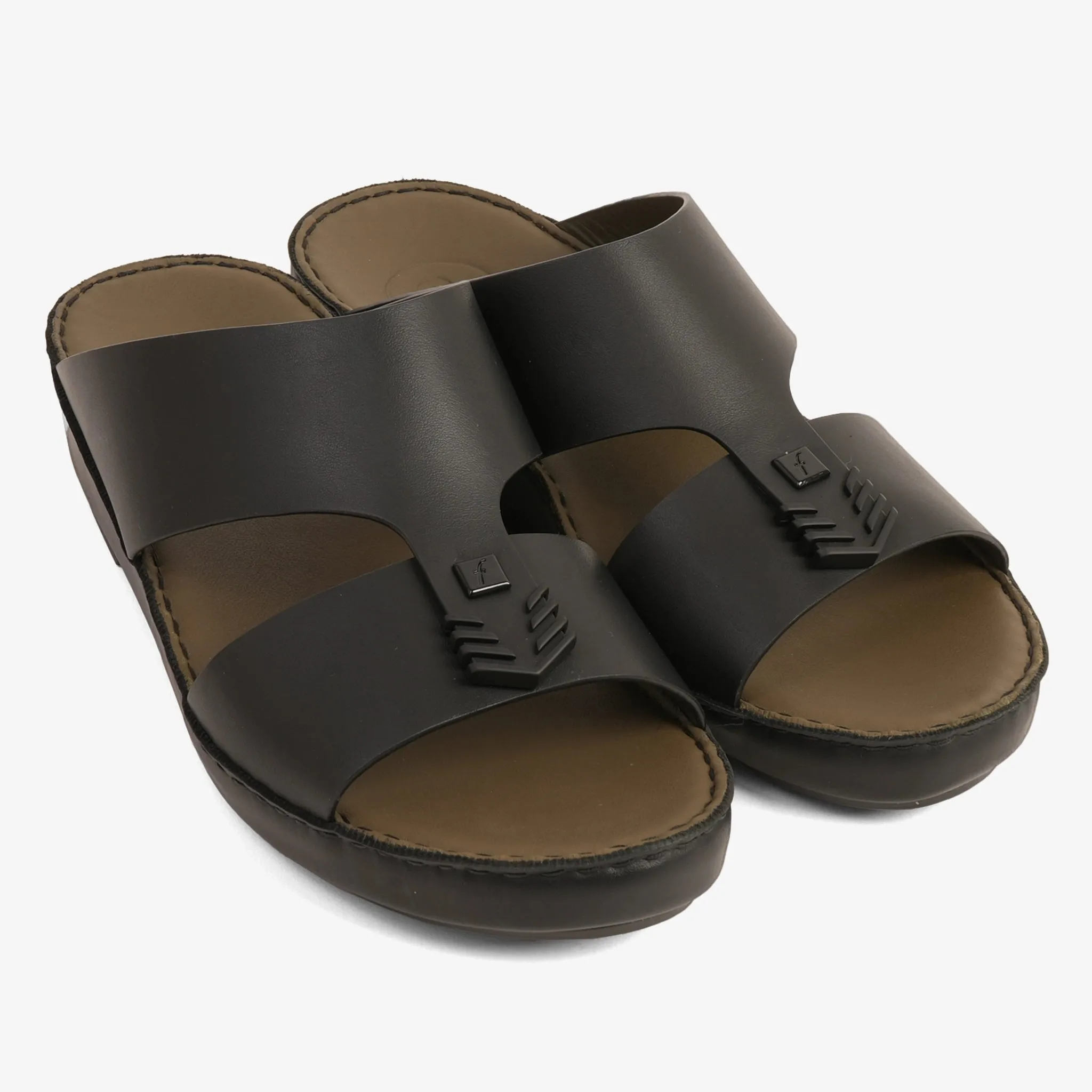 FARADA MENS UNIQUE TEXTURED WITH T-STAP SANDALS BLACK