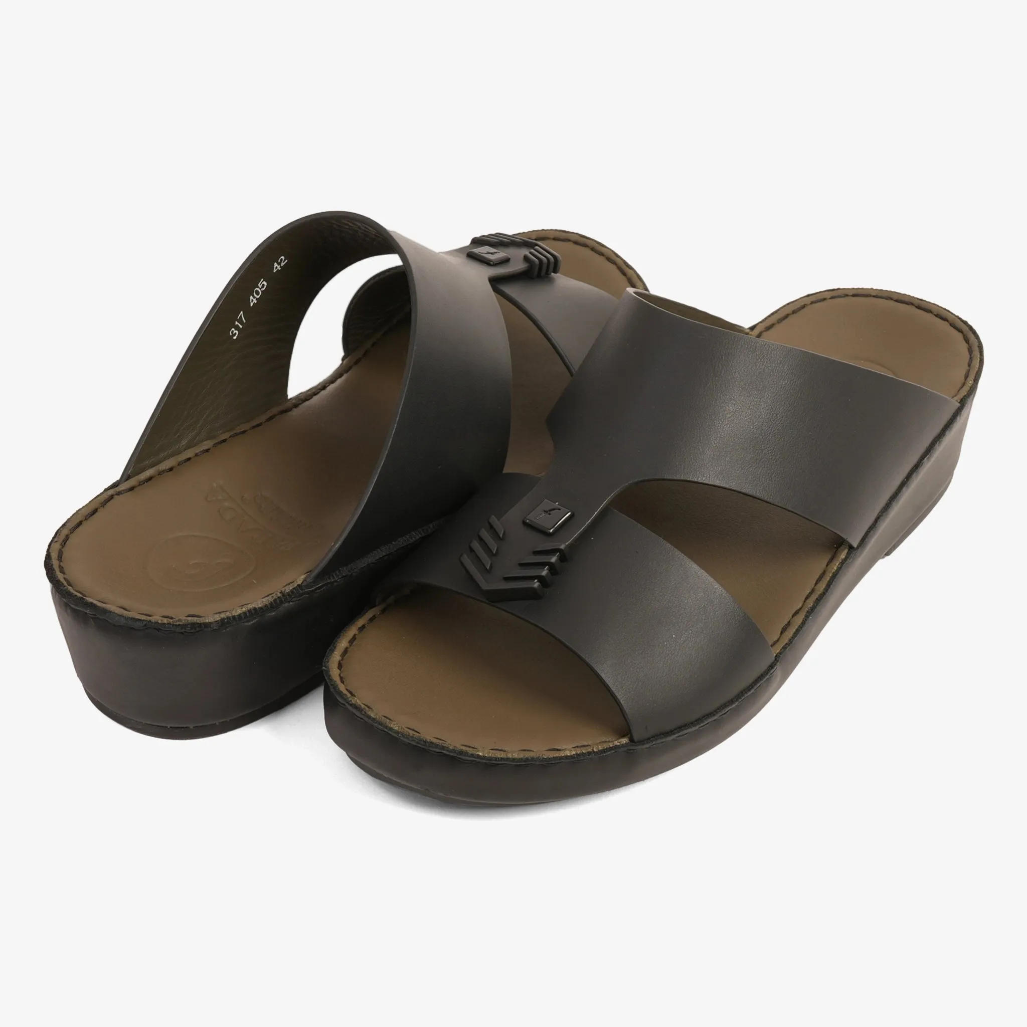 FARADA MENS UNIQUE TEXTURED WITH T-STAP SANDALS BLACK