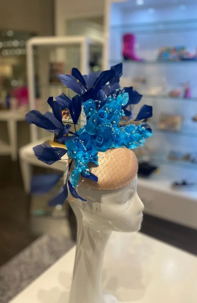 Fascinator Beige Aqua Navy