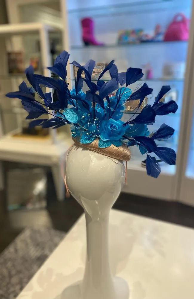 Fascinator Beige Aqua Navy