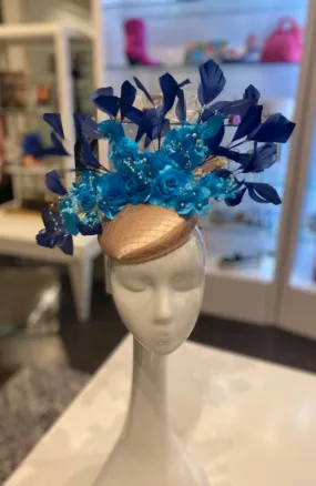 Fascinator Beige Aqua Navy