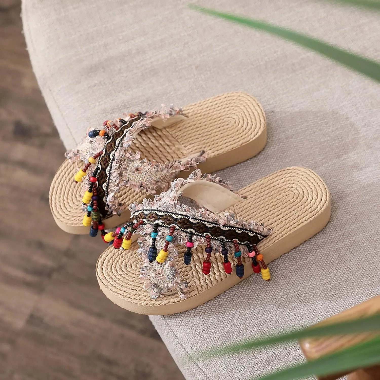 Fashion Summer Children Girls Bohemia Flip Flops Flat Bottom And Thick Bottom Lightweight Ethnic Hard Bottom Toddler Slippers