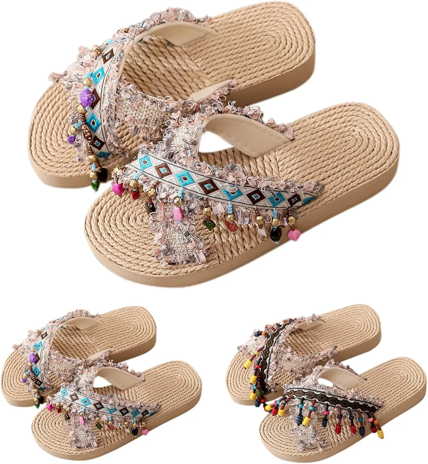 Fashion Summer Children Girls Bohemia Flip Flops Flat Bottom And Thick Bottom Lightweight Ethnic Hard Bottom Toddler Slippers