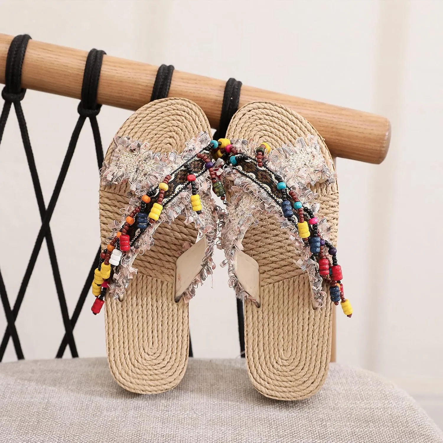 Fashion Summer Children Girls Bohemia Flip Flops Flat Bottom And Thick Bottom Lightweight Ethnic Hard Bottom Toddler Slippers