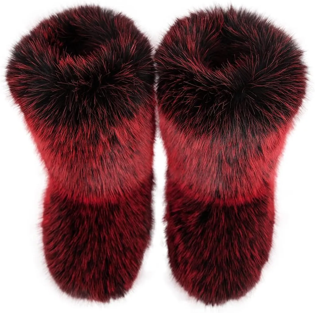 Furry Faux Fur Boots Women's Winter Shoes Woman Fluffy Warm Snow Boots Mid-Calf Comfortable Outdoor Flat