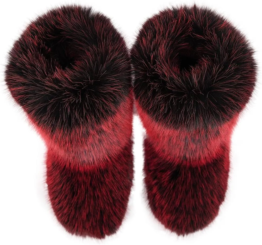 Furry Faux Fur Boots Women's Winter Shoes Woman Fluffy Warm Snow Boots Mid-Calf Comfortable Outdoor Flat