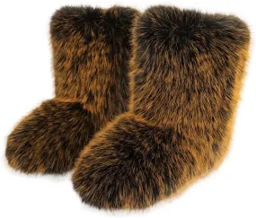 Furry Faux Fur Boots Women's Winter Shoes Woman Fluffy Warm Snow Boots Mid-Calf Comfortable Outdoor Flat