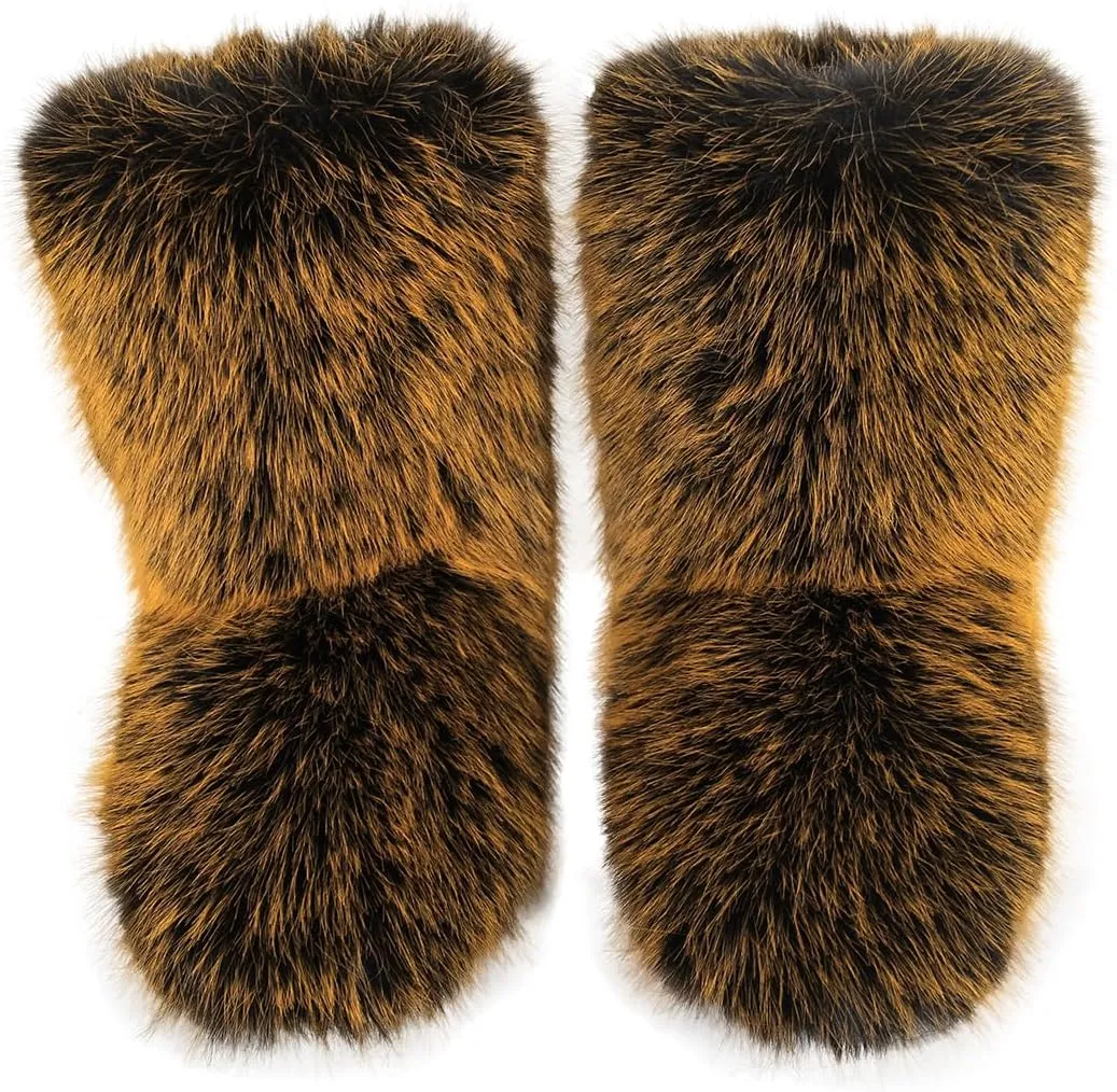 Furry Faux Fur Boots Women's Winter Shoes Woman Fluffy Warm Snow Boots Mid-Calf Comfortable Outdoor Flat