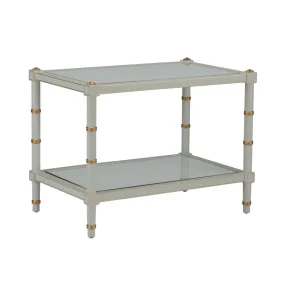 Gray Wood & Cane Two Tier Cocktail Table